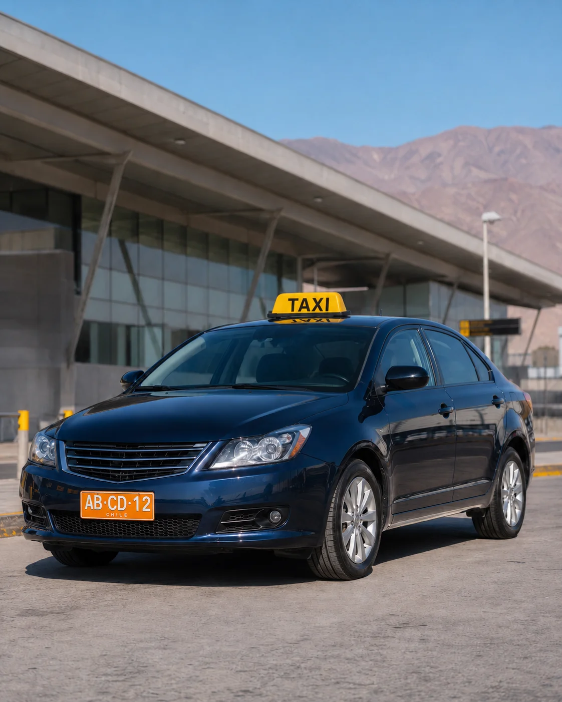 Taxi al Aeropuerto de Arica esperando pasajeros frente al terminal de Chacalluta